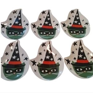 Hyde Eek! Halloween Figural Witch Kitty Melamine Dinner  Plates, set of 6